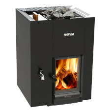 Дров'яна піч Harvia Linear 22 LS GreenFlame® (з вбудованим баком для води ліворуч)