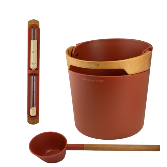 Набор для сауны Harvia Helmi Terracotta — ведро, ковш и песочные часы