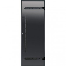 ДВЕРІ СКЛО ДИМЧАТО-СІРЕ LEGEND У ЧОРНІЙ АЛЮМІНІЄВІЙ КОРОБЦІ 80х190см